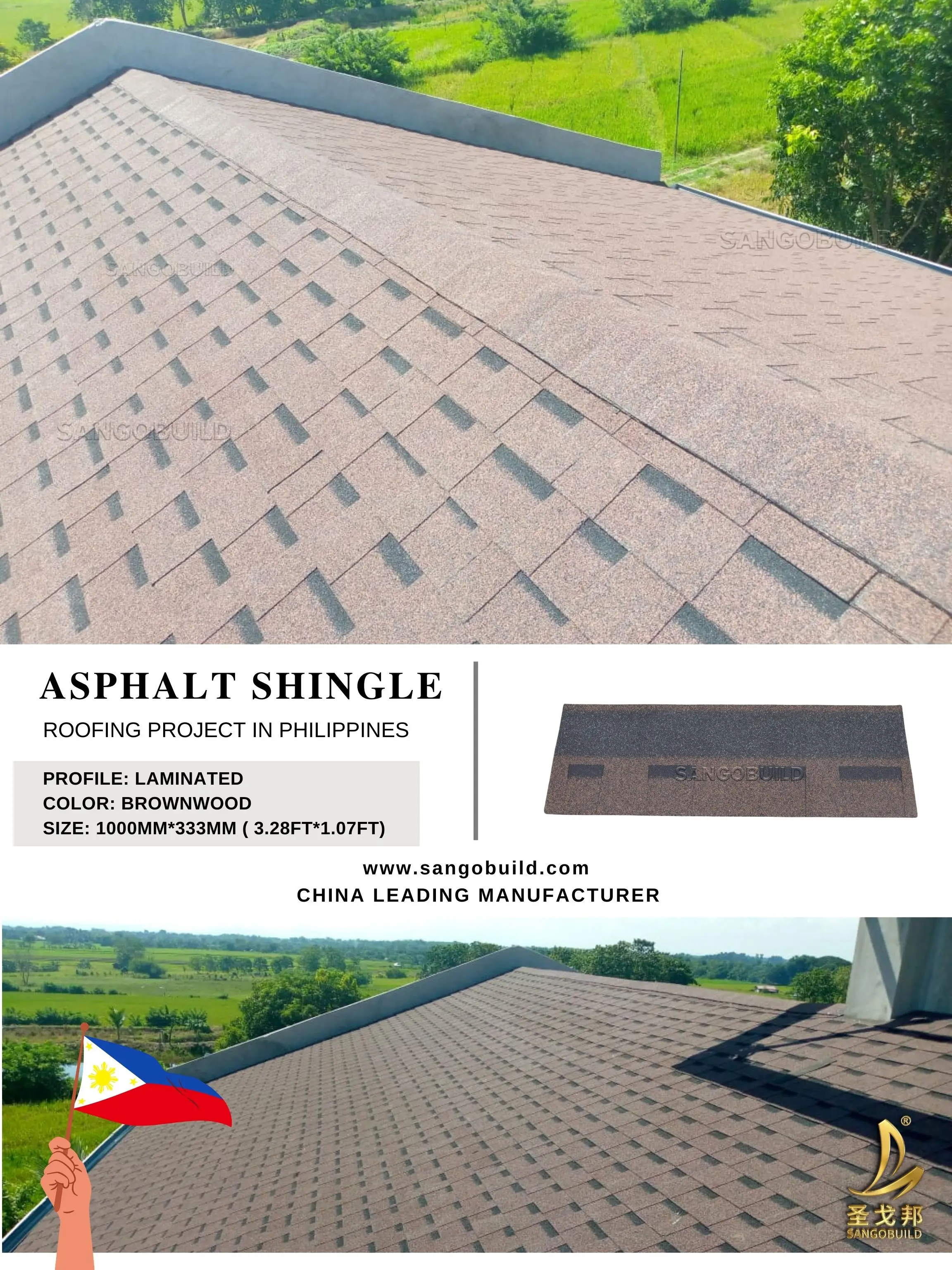 Self Adhesive Bitument Roof Materials Composition 3 Tab Asphalt Roofing ...