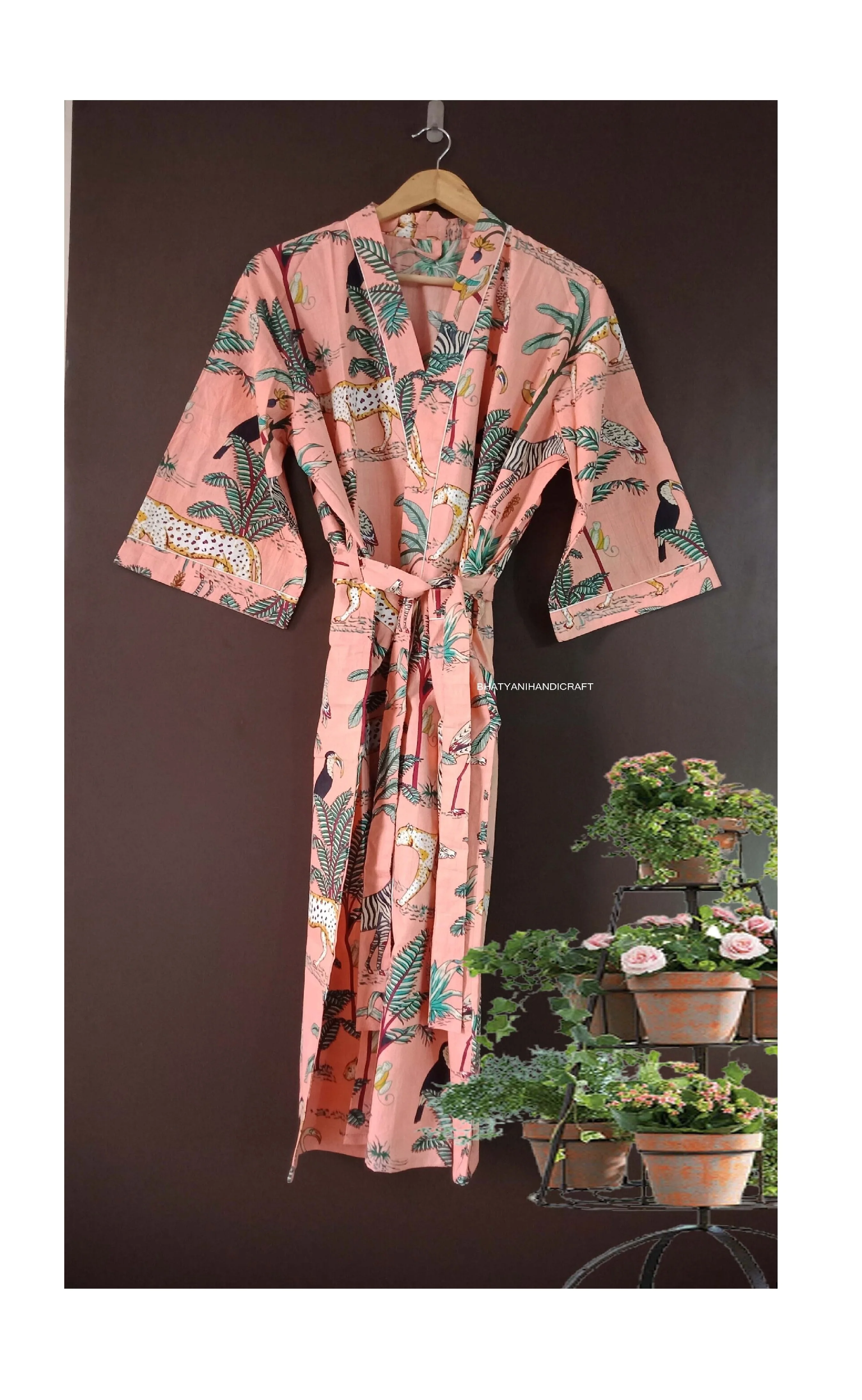 Hand Block Printed Kimono Soft And Comfortable Night Wear Cotton Bath