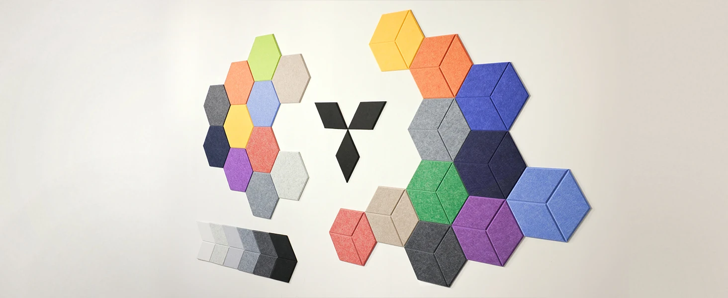 YuanYuan Modern Design Soundproof Honeycomb 3D Pet Felt Acoustic Panel for Studio Soundproofing details