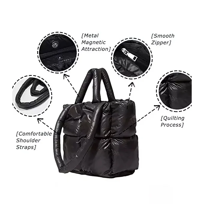 Damen Stepp-Tasche – Große Umhängetasche Aus Weichem Polyester, Gepolstert Wie Ein Kissen