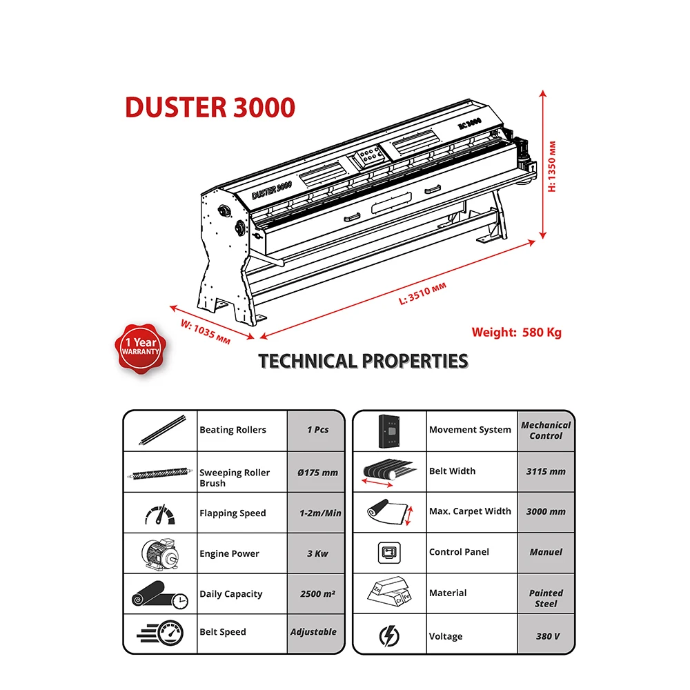 Economical Carpet Dust Remover Machine Duster 3000 High Quality Carpet