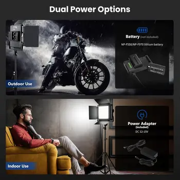 NEEWER 2 Pack Bi Color 660 LED Video Light and Stand Kit: (2) 3200-5600K CRI 96+ Dimmable Light with U Bracket and Barndoor product image