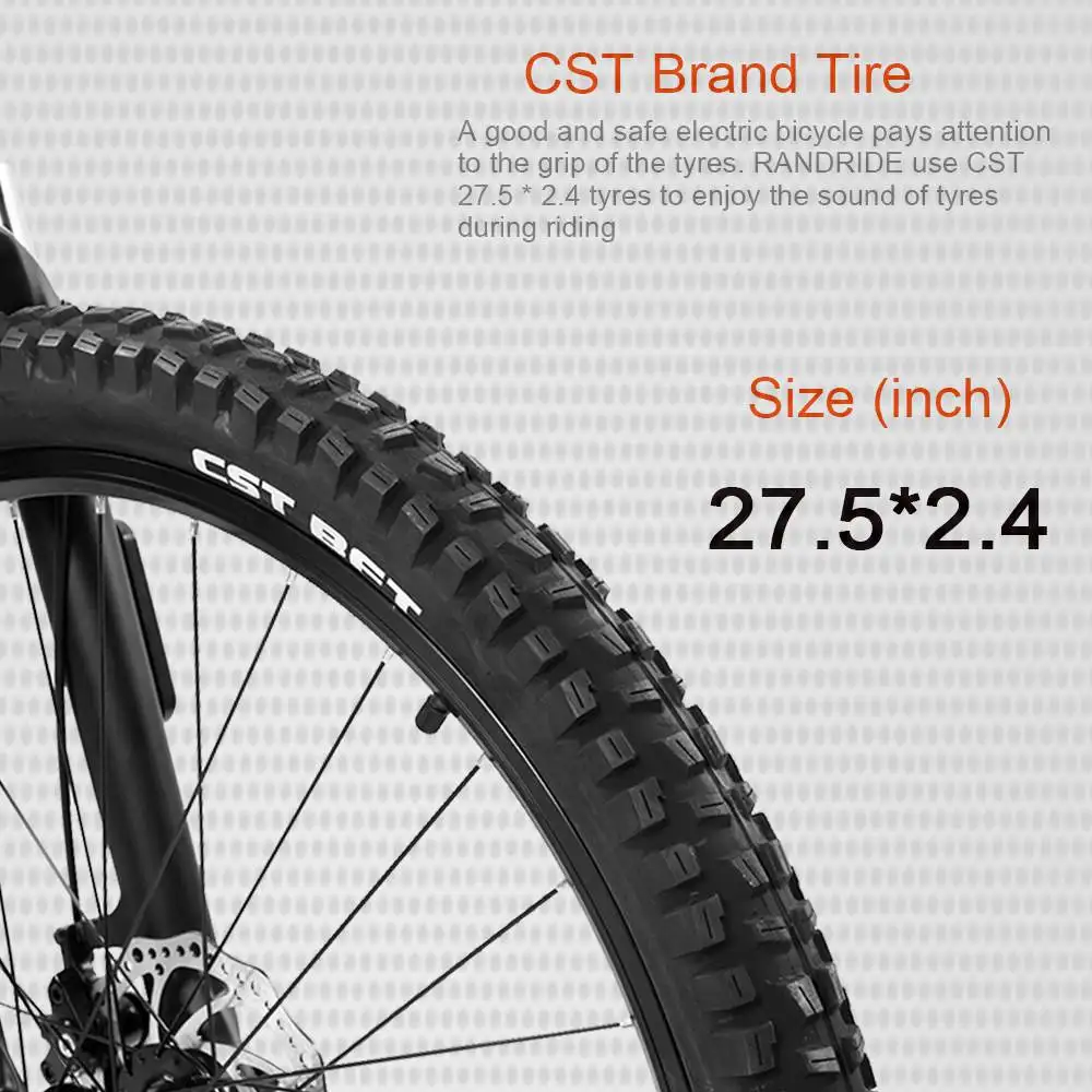 RANDRIDE YG90 Electric Mountain Bike SHIMANO Hydraulic Brake Full Suspension Gray Central Motor Integrated Battery 60km Range