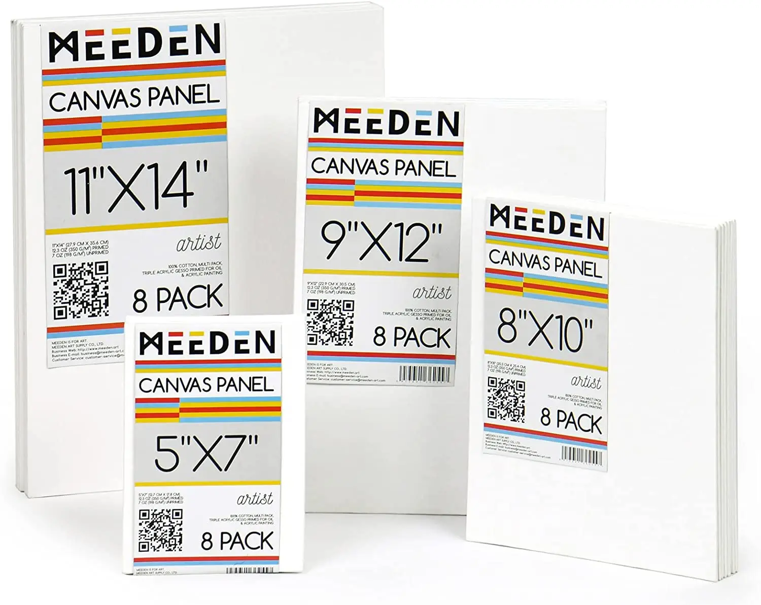 Meeden 11包8x 8英寸8盎司石膏底漆100% 棉艺术家绘画拉伸帆布空白白色 