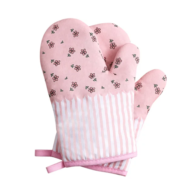 OM15 Thickened Cotton and Linen Oven Gloves -Heat-Resistant Anti-Scalding Mitts for Microwave, Baking, Barbecue, and Kitchen Use