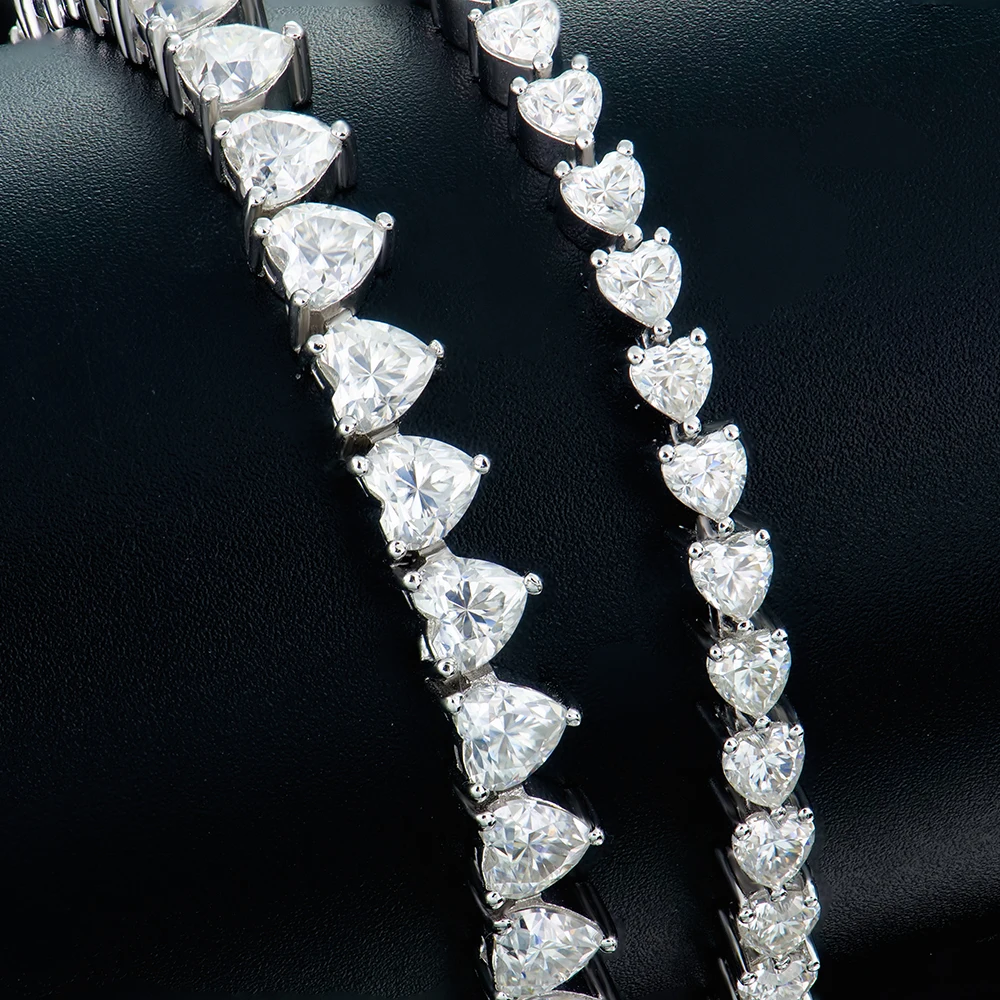 High Quality Jewelry Women 3mm 4mm 925 Sterling Silver Vvs Vvs1 Moissanite Mossanite Heart Tennis Bracelet with Gra Certificate