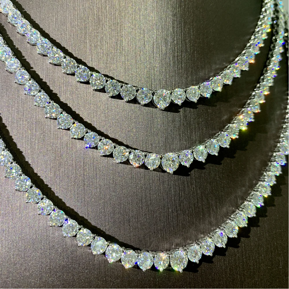 Wholesale Price 925Silver 14k 18k Gold Tennis Chain V Shape VVS  Moissanite Necklace for Fine Jewelry