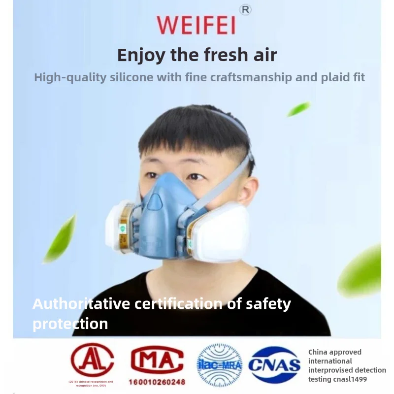 KN95 Half Face Respirator Flat Pattern Gas Mask for Paint Chemical Labor Protection with Dust Mask Suit for Painting Spraying
