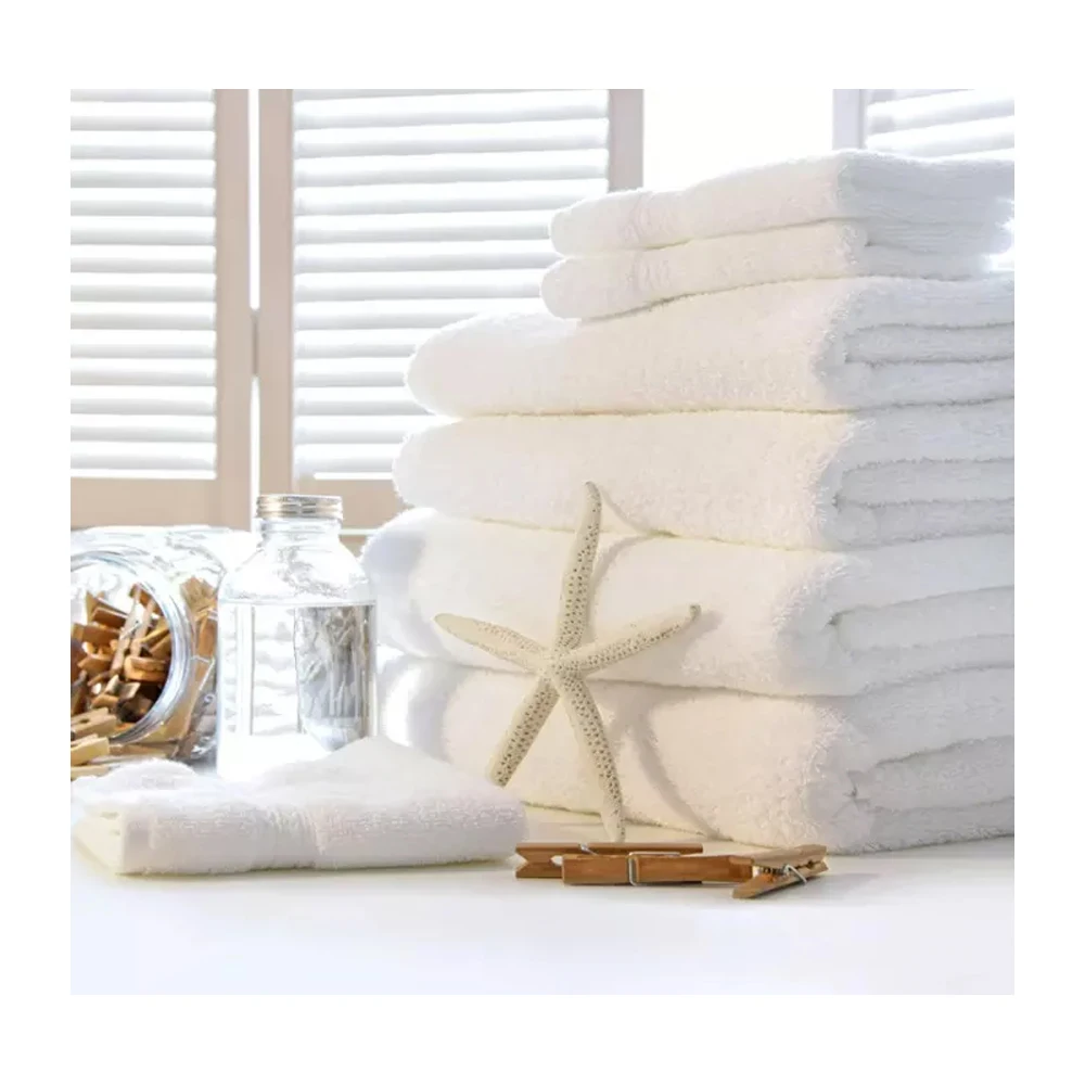 Premium Soft White Luxury Hotel Technics Customized Size 100 Cotton Hotel Towel With Customized