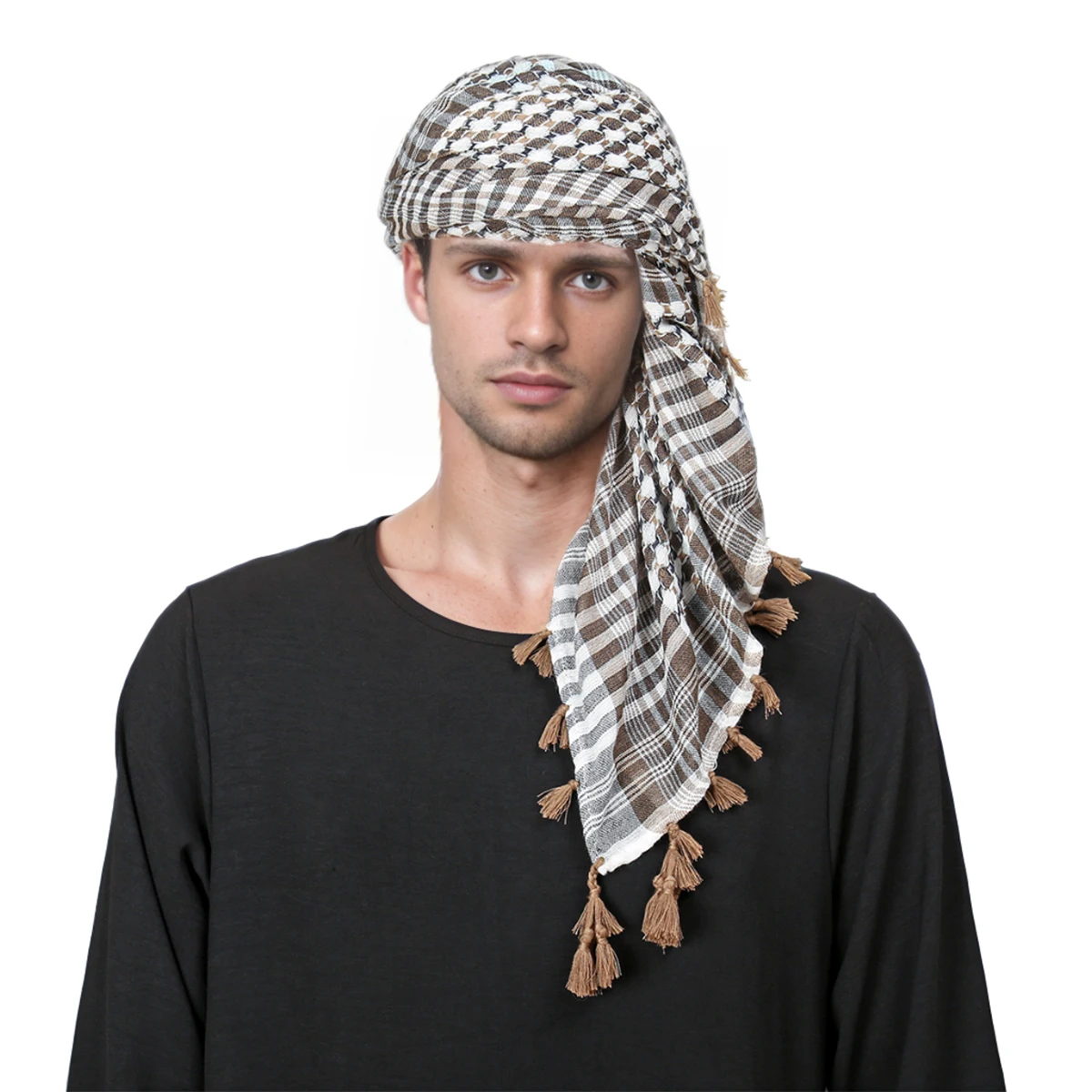 Uomo Musulmano Hijab Musulmano Sciarpa Turbante Cappello Collo Musulmano Chemo Foulard Protezione Solare Cappellino Islamico Copricapo Velo Viso Hidjab Ramadan, grigio., Taglia unica