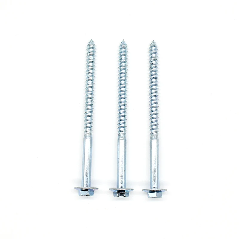 Grade2 Bule Zinc Coated 1/4 In Lag Screw Hex Flange Head Coarse Thread