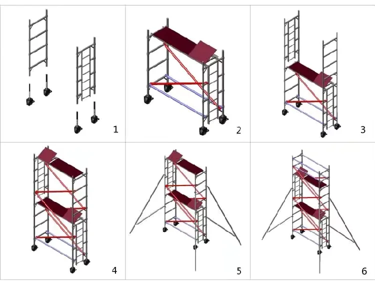 Durable 6m-12m Mobile Scaffold Tower Ladder Aluminium Rolling ...
