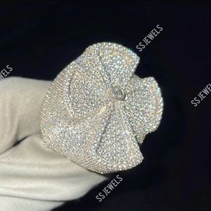 Custom Made VVS Lab Grown Diamond Jesus Cross Ring 925 Silver Gold Plated Iced Out Cross CVD Stone Bustdown Christmas Gift