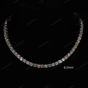 6mm 18 inch Silver Moissanite Tennis Chain Hip Hop Style Custom Made Tennis Chain For Men Women Best Quality Chain At Best Price