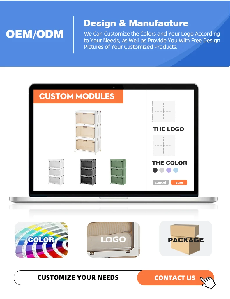 product wanuo  large capacity transparent foldable storage bins multi purpose foldable storage cabinet with wheels-6