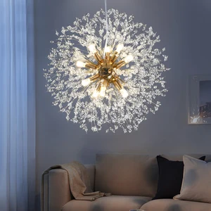 Badu Modern Indoor Decoration Coffee Shop Living Room Spark Ball Chandelier Lamp Hanging Dandelion Led Crystal Pendant Light