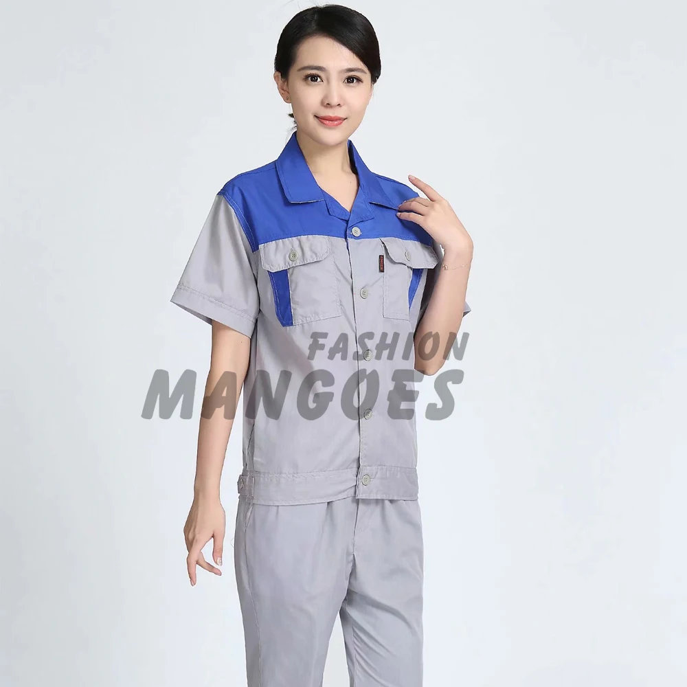 Motor Mechanic Uniform For Mens Color Block Short Sleeve Work Shirt ...