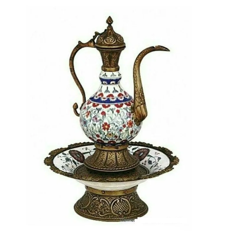 Vintage Solid Brass Aftoba Enamel Pitcher in Custom SIzes, Brass Aftaba Vintage Pitcher, Middle Eastern Tea Pot Antique
