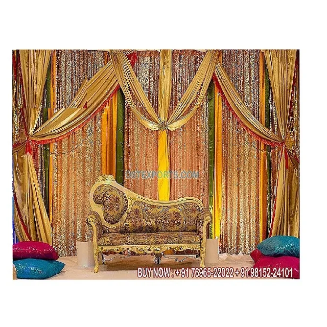 Muslim Heena Function Gold Sequins Backdrop Mehndi Stage Golden Sequin  Backdrop Curtains Wedding Backdrop Draping Design For - Buy Embroider  Curtain Organza Embroidered Curtain Fabric Velvet Embroidered Curtains  Embroidered Curtain Fabric Wedding