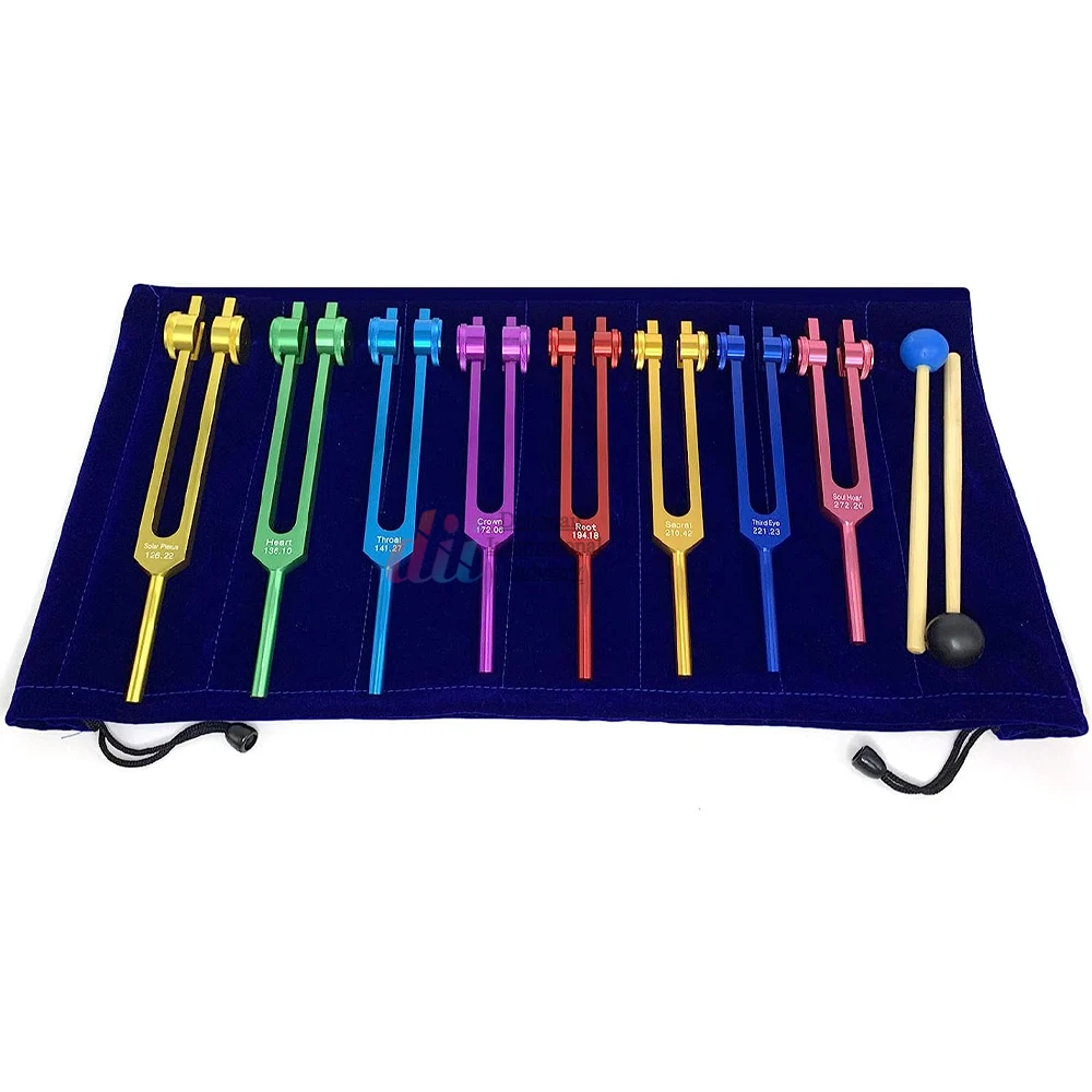 7pcs Chakra Tuning Forks Set Weighted Perfect Healing Musical Instrument Aluminium Tuning Fork