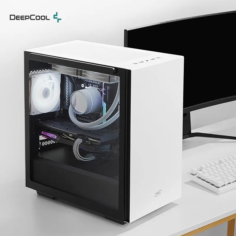 DEEPCOOL Magic Series PC Case M-ATX Side Tempered Glass White Supports 360mm AIO Gaming MATX Chassis