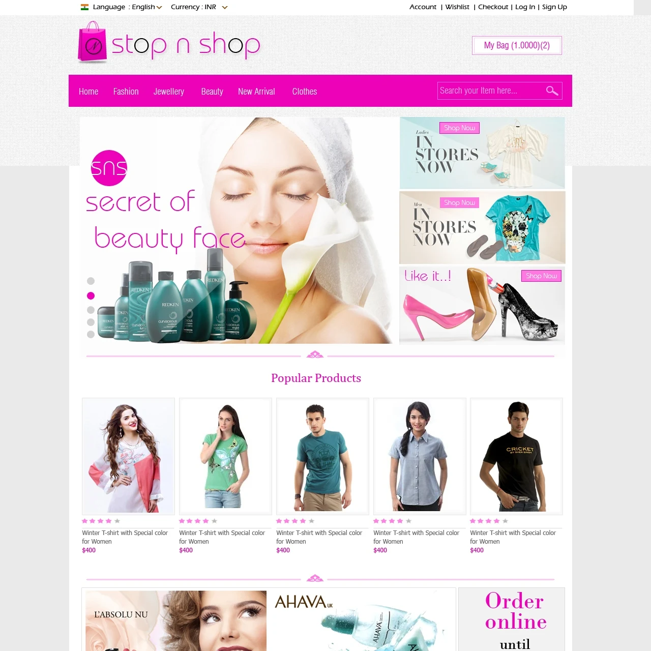 ECommerce Online Shopping Website Design & Web Development for Artificial Jewelry Shop Prestashop Theme Magento Template Builder
