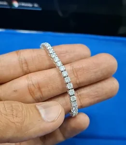 Hot Sale 14K White Solid Gold Lab Grown VVS Tennis Diamond Bracelet Classic Fine Chain & Link Bangle Perfect Party Gift Idea