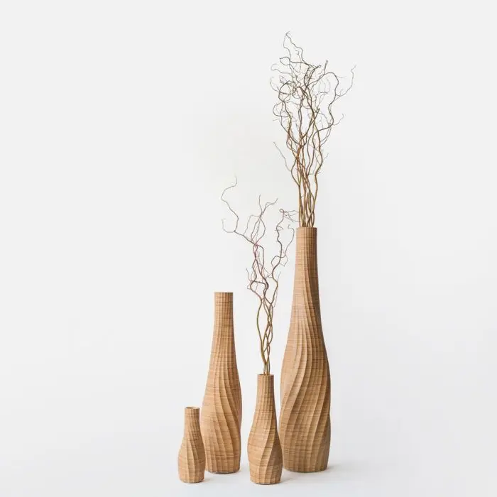Высокая классическая бамбуковая напольная ваза ручной работы держатель для цветов из дерева для декоративных веток и сухих цветов для любой столовой