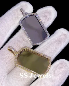 Custom Round Brilliant Cut Moissanite Photo Charm Necklace 925 Silver Memory Pendant Rhodium Plated Trendy Unisex Birthday Gift