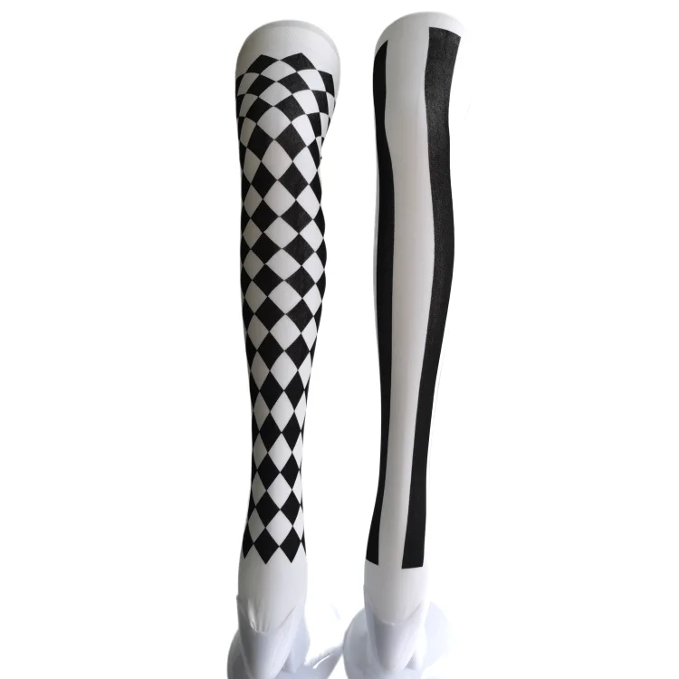 Spooktacular Creations Collants De Clown D'Halloween Pour Femmes Adultes, Collants Arlequins Noirs Et Blancs Pour Déguisement Cosplay Fêtes