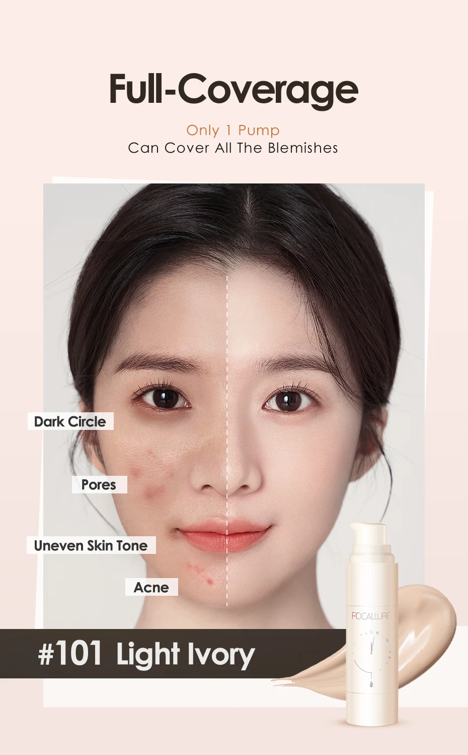 Focallure Fa256 Make Up Longwear Foundation Full Coverage With Skin