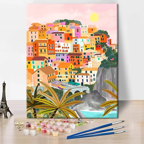 Italy Cinque Terre Art Handmade Diy Digital Painting Landscape Canvas ...