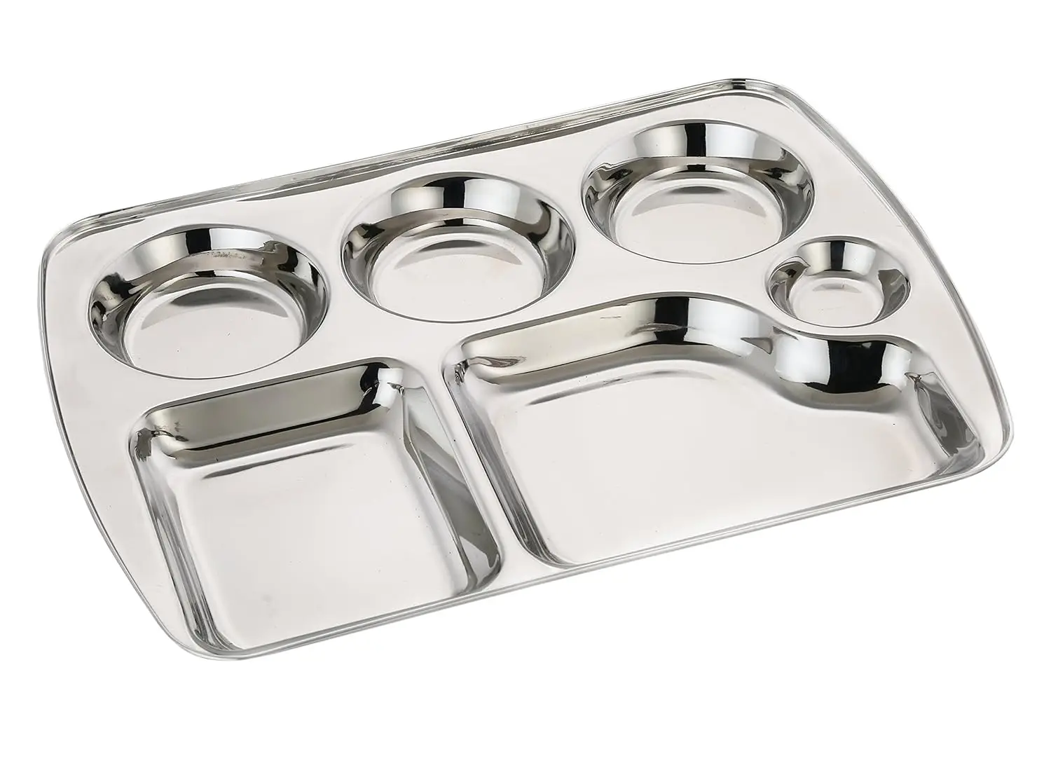 Aluminum  Rectangular Platter CU Hammer - Mess Tray - Dinner Plate Divided /Thali/Mess Tray Set Silver