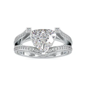 2.15 ct Hot Selling  Lab-Grown Trillion Cut Diamond Ring 10k White Gold with Rhodium Plating Engagement Wedding
