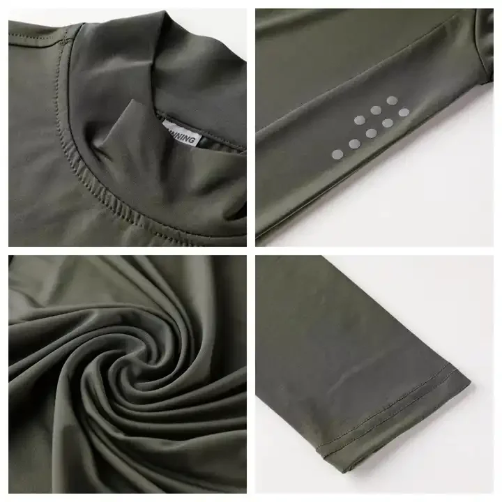 Quick Drying Breathable UV Protection Training Clothes Skin Tights T Shirts Gym Fitting Long Sleeve Compression Shirt for Men