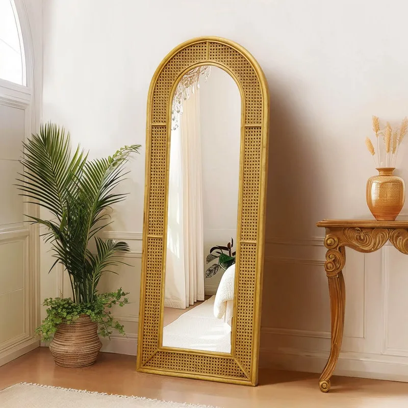 Vintage Modern Luxury Rattan Mirror - Perfect Decor Piece