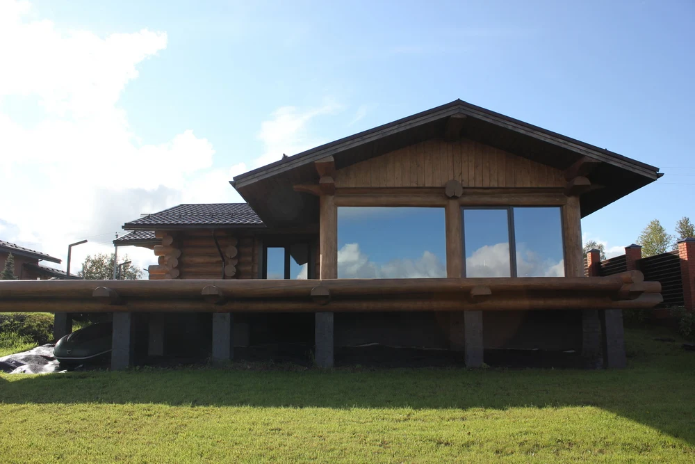 Custombuilt Solid Wood Sauna House With Stove 75 Sq. M Natural Wooden