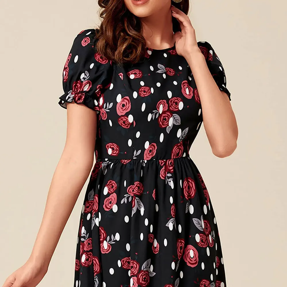 Custom Style Women Street Wear Western Dress Solid Color Women Western