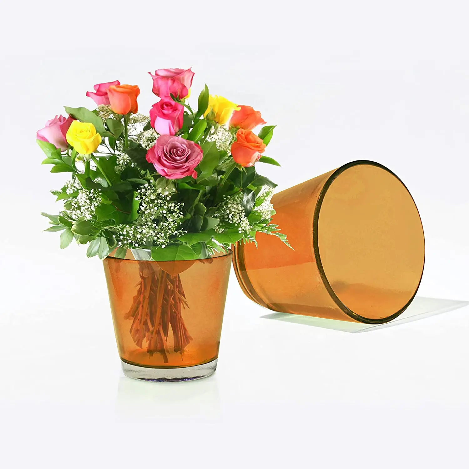 Pure Source India Glass Flower Vase,Small Glass Pot (3.5 X 3.25 Inches