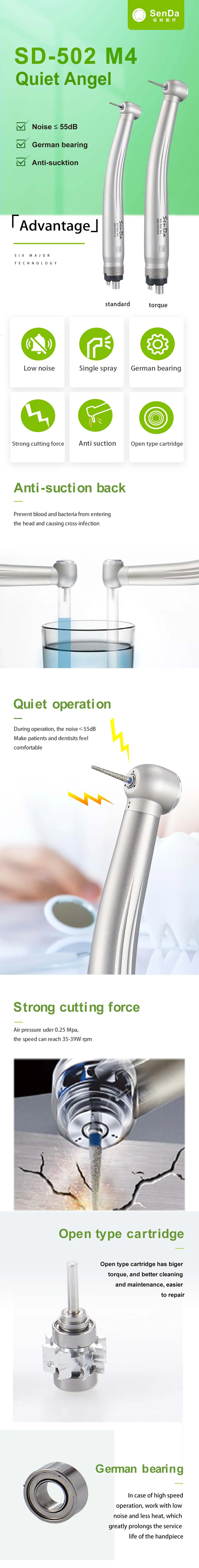 Medical Instrument Germany Cartridge Push Button Low Noise High Speed