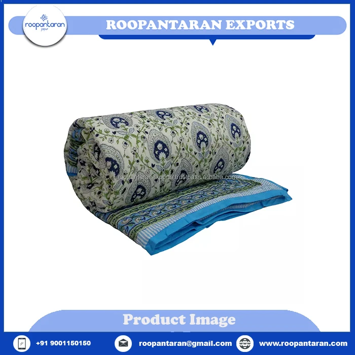 2022 Hot Selling Indian Imported Quilts Pan Leaf Blue Queen Size Quilt For Sale Buy Quilt