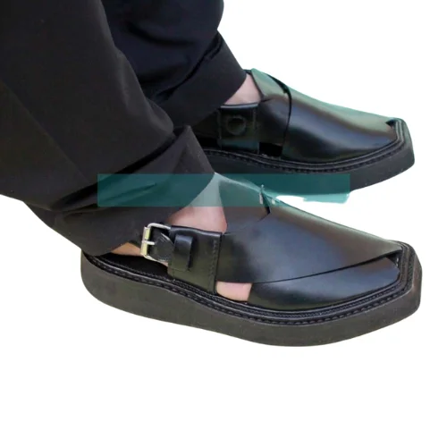 Jet Black Quetta Norozai Chappal - Customized Men's Sandals with