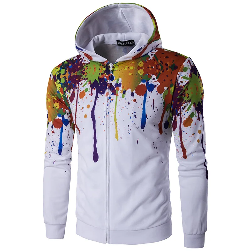 Men Splatter Effect Sublimation Hoodie