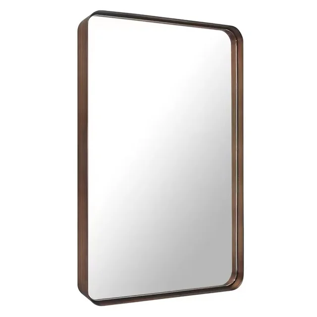 Square wall metal frame mounted makeup mirror livingroom bedroom china deco sell plain wall hanging mirror