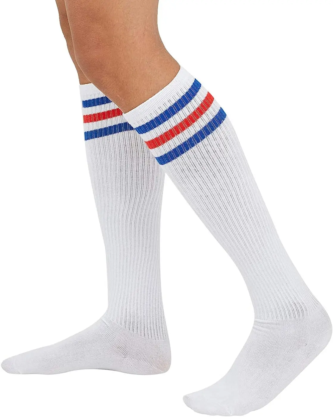 Anum Fabrics High Quality Classic Triple Stripes Knee High Tube Socks