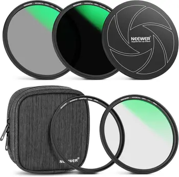 NEEWER 58mm 5-in-1 Magnetic Lens Filter Kit, Includes Neutral Density ND1000+MCUV+CPL+Adapter Ring+Filter Cap with 42-Layer