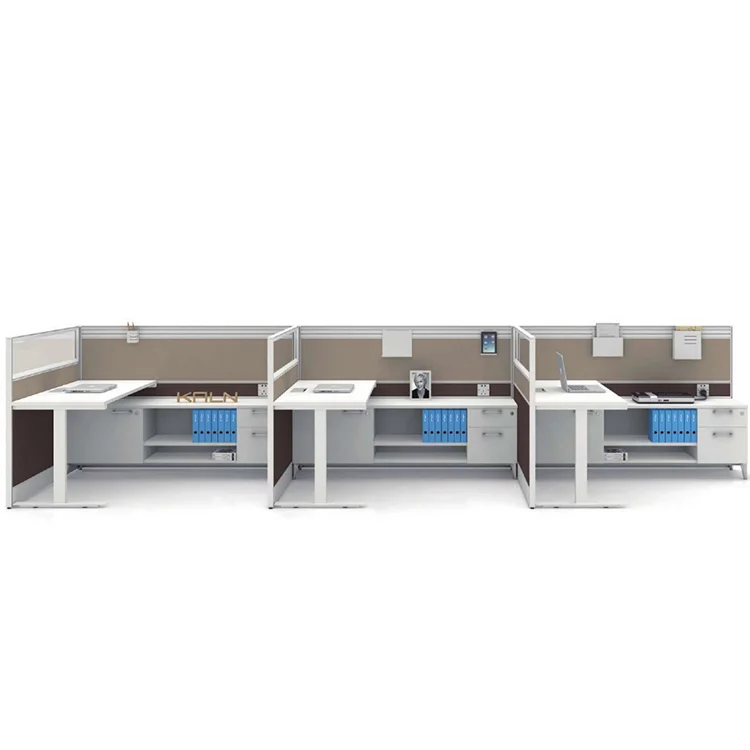 Modular Office Tables Call Center Cubicles 6 Person Workstation Office Table Office Furniture With Steel Leg and Screen