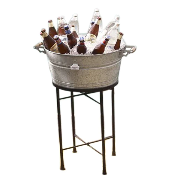 Standing Galvanized Metal Wine and Beer Chiller