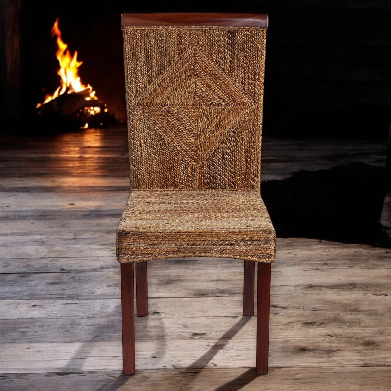 Cheapest Natural Rattan Wicker Dining Chair Furniture Mahogany Wooden Frame Outdoor Garden Chair