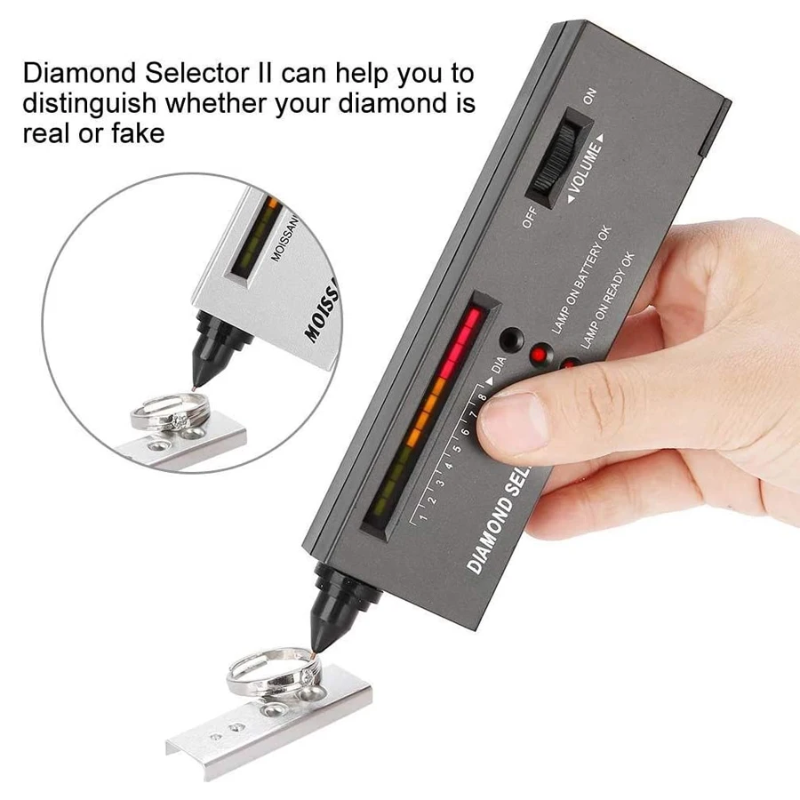 Diamond Selector II - Kit di Prova per Oro Con Lente d'Ingrandimento 60X e Pinzette, Portatile Elettronico Tester Penna per Diamante Ad Alta Precisione
